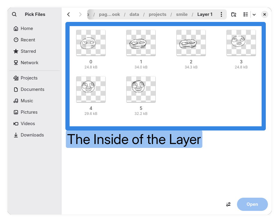File dialog the inside of a layer